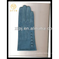 Hot sale ladies blue color pig suede leather gloves with competitive price